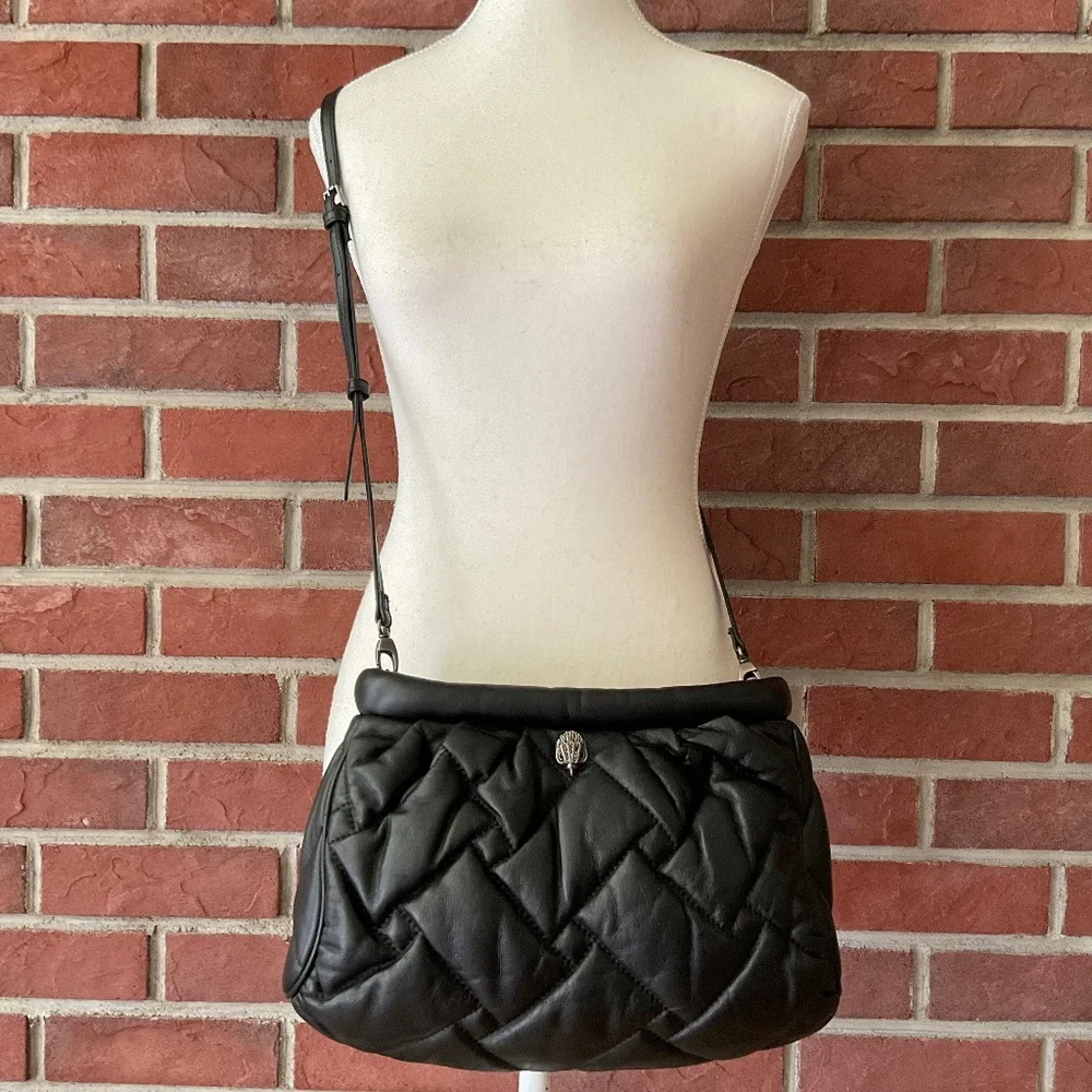 Kurt Geiger London Kensington Soft Quilted Black Leather Crossbody Clutch